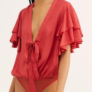 Intimately Free People Red Bodysuit Top